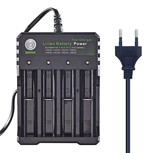 HASTHIP® 18650 Battery Charger 4 Bay Fast Charge, for 3.7V Li-ion TR IMR 10440 14500 16650 14650 18350 18500 16340(RCR123) Batteries, Intelligent Universal Rechargeable Battery Charger with AC Plug HASTHIP® 18650 Battery Charger 4 Bay Fast Charge, for 3.7V Li-ion TR IMR 10440 14500 16650 14650 18350 18500 16340(RCR123) Batteries, Intelligent Universal Rechargeable Battery Charger with AC Plug